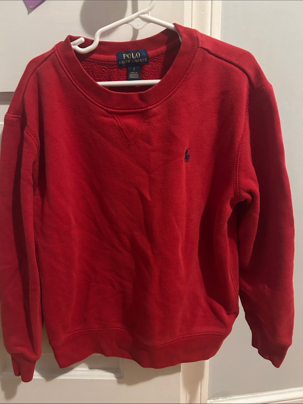 Polo by Ralph Lauren Red Crewneck Sweatshirt with Navy Pony boys size 7